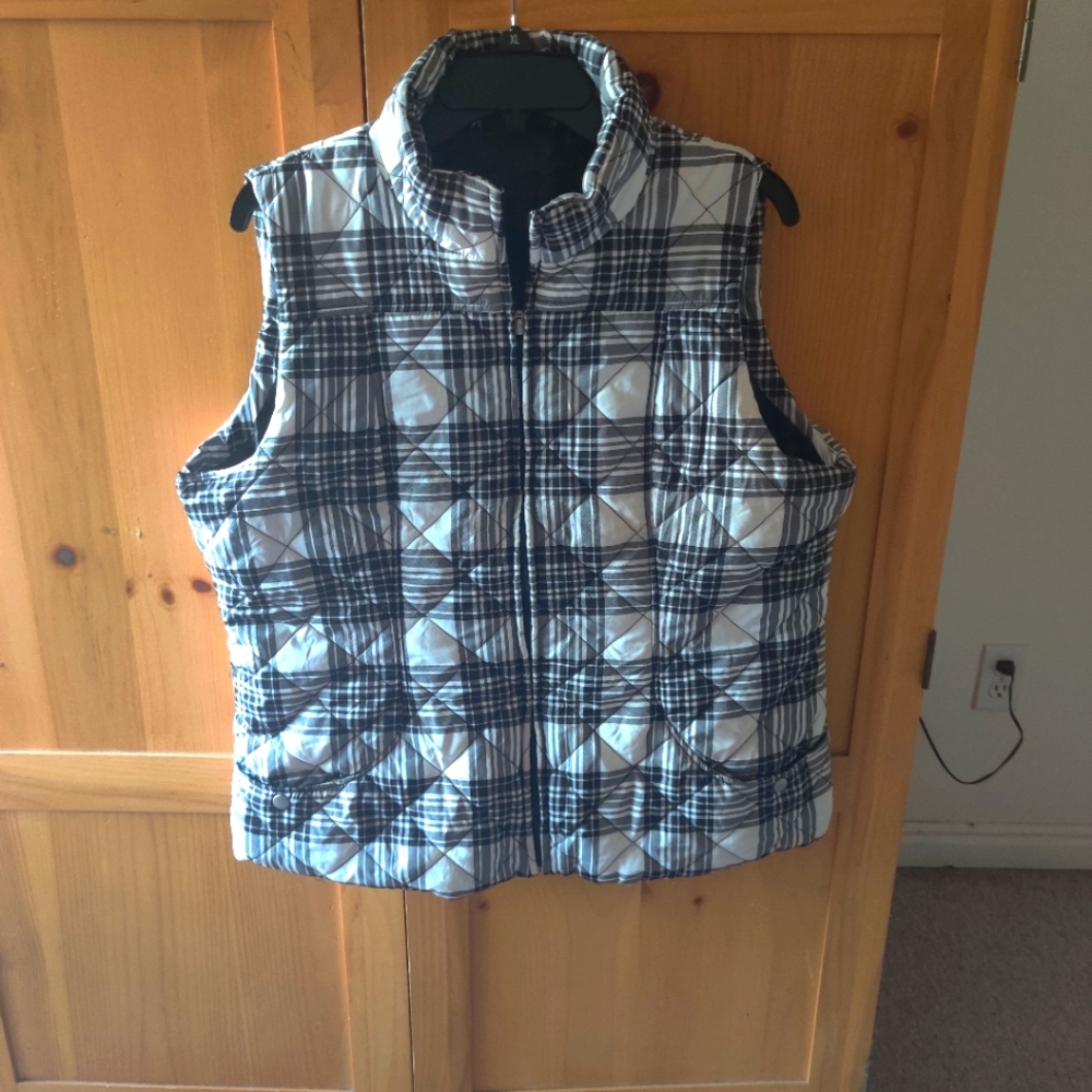 Jane Ashley Plaid Puffer Vest Women's XL